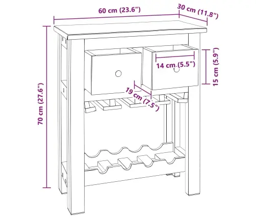 Plakans Brūna 60 X 30 X 70 Cm Cietais Atjaunotais Koks Vidaxl