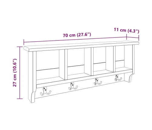Vezums Brūna 70 X 11 X 27 Cm Cieta Mahagona Koks Vidaxl