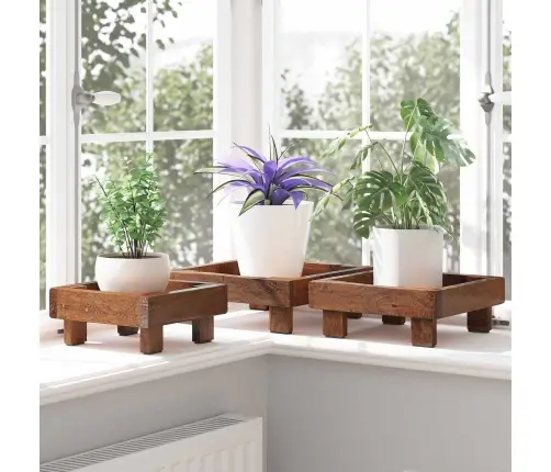 Augalų Stovas 3 Pcs Ruda Mahogany Medis