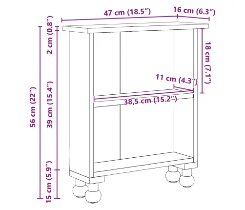Plaukti Ar Plauktu Brūna 47 X 16 X 55 Cm Cieta Mahagona Koks Vidaxl