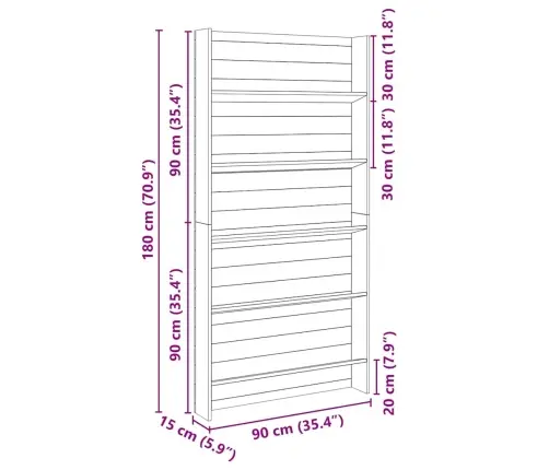 Taimekapid Riiuliga Pruun 90 X 15 X 180 Cm Immutatud Männipuit