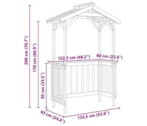 Kepsninės Stoginė Impregnuota Pušies Mediena