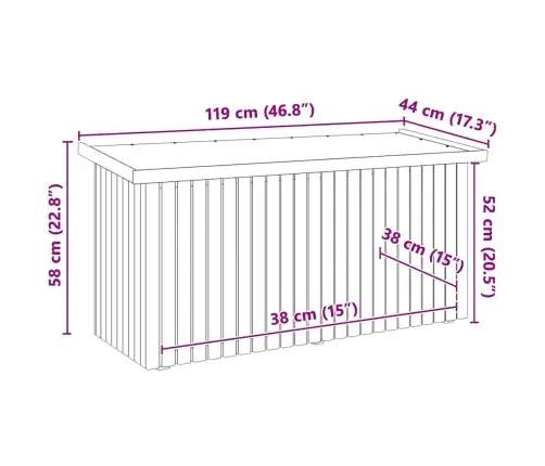 Uzglabāšanas Kaste 119X44X58.5 Cm Apstrādāta Priedes Koksne Vidaxl