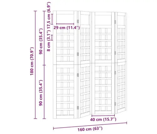 Āra Privātuma Ekrāns – 4 Paneļi, Apstrādāta Priede Vidaxl