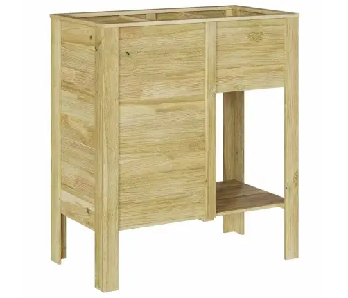 Aukštas Vazonas Su Lentyna Ruda Impregnuota Pušies Mediena