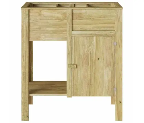 Aukštas Vazonas Su Lentyna Ruda Impregnuota Pušies Mediena