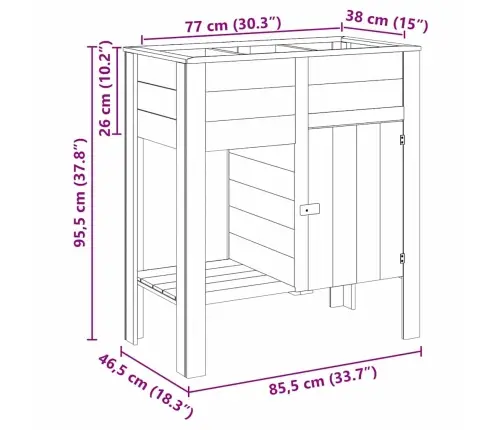 Aukštas Vazonas Su Lentyna Ruda Impregnuota Pušies Mediena