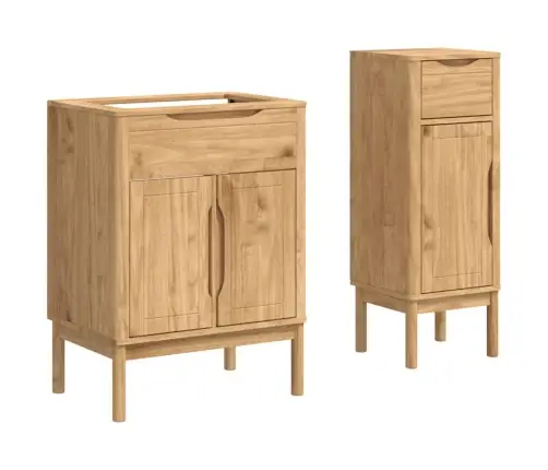 Vannitoa Mööbleset Floro 2 Pcs Vahapruun Kindel Männipuidust