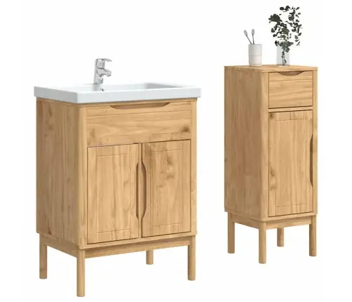 Vannitoa Mööbleset Floro 2 Pcs Vahapruun Kindel Männipuidust