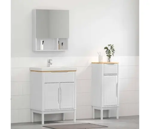 Vannitoa Mööbleset Uksega Floro 2 Pcs Valge Kindel Männipuidust