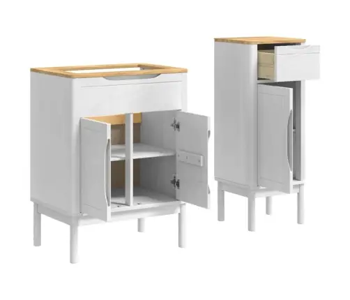 Vannitoa Mööbleset Uksega Floro 2 Pcs Valge Kindel Männipuidust