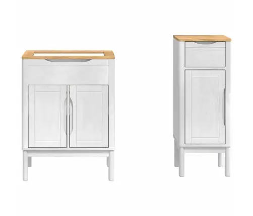 Vannitoa Mööbleset Uksega Floro 2 Pcs Valge Kindel Männipuidust