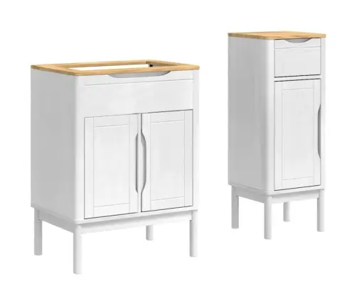 Vannitoa Mööbleset Uksega Floro 2 Pcs Valge Kindel Männipuidust