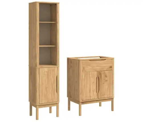 Vannitoa Mööbleset Floro 2 Pcs Vahapruun Kindel Männipuidust