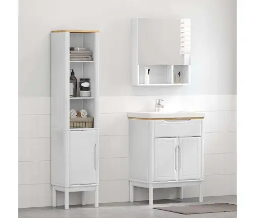 Vannas Istabas Mēbeļu Komplekts 2 Pcs Balts Ciets Priedes Koks Vidaxl