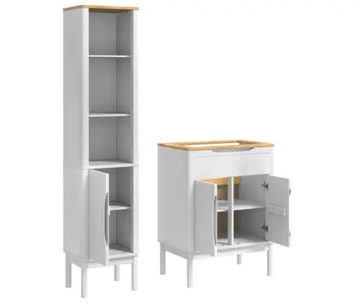 Vannas Istabas Mēbeļu Komplekts 2 Pcs Balts Ciets Priedes Koks Vidaxl