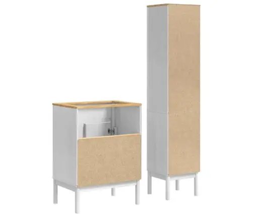 Vannas Istabas Mēbeļu Komplekts 2 Pcs Balts Ciets Priedes Koks Vidaxl