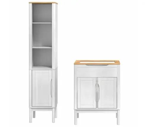 Vannas Istabas Mēbeļu Komplekts 2 Pcs Balts Ciets Priedes Koks Vidaxl