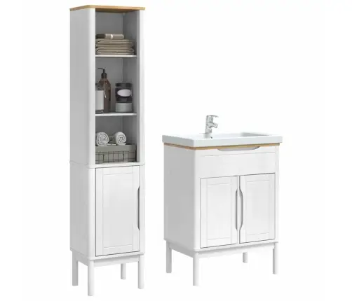 Vannas Istabas Mēbeļu Komplekts 2 Pcs Balts Ciets Priedes Koks Vidaxl