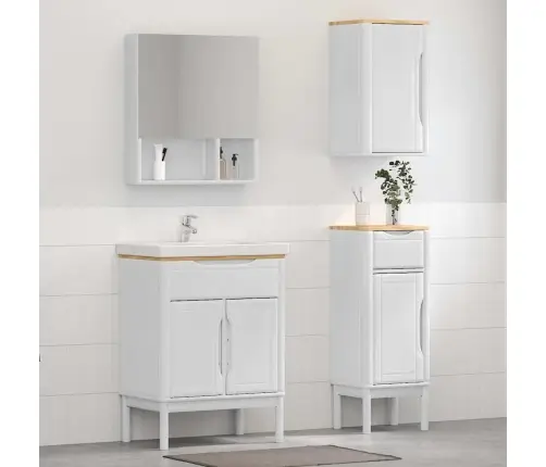 Vannitoa Mööbleset Sahtliga 3 Pcs Valge Kindel Männipuidust