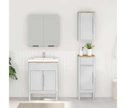 Vannitoa Mööbleset Sahtliga 3 Pcs Valge Kindel Männipuidust