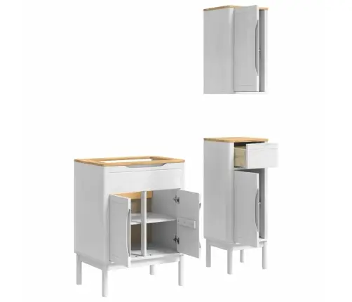 Vannitoa Mööbleset Sahtliga 3 Pcs Valge Kindel Männipuidust