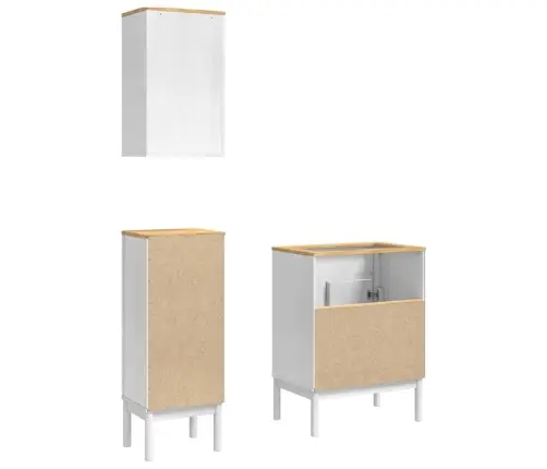 Vannitoa Mööbleset Sahtliga 3 Pcs Valge Kindel Männipuidust
