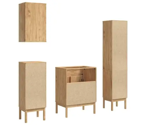 Vannitoa Mööbleset Floro 4 Pcs Vahapruun Kindel Männipuidust