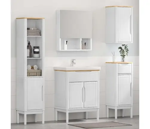 Vannitoa Mööbleset Uksega Floro 4 Pcs Valge Kindel Männipuidust