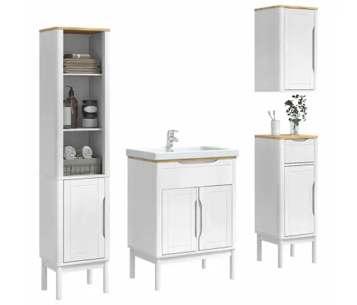 Vannitoa Mööbleset Uksega Floro 4 Pcs Valge Kindel Männipuidust