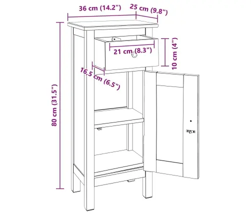Augalų Stovas Su Stalčių Ruda 36 X 25 X 80 Cm Mahogany Medis
