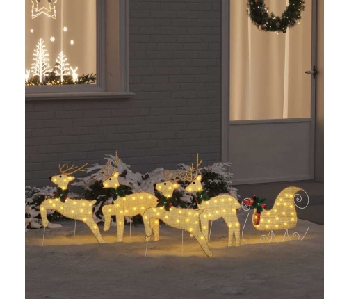 Led Ziemeļbrieži 5 Pcs Zelts Audums Vidaxl