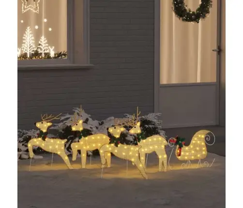 Led Ziemeļbrieži 5 Pcs Zelts Audums Vidaxl