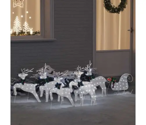 Led Ziemeļbrieži 7 Pcs Sudraba Audums Vidaxl