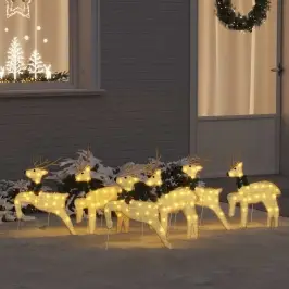 Led Ziemeļbrieži 6 Pcs Zelts Audums Vidaxl