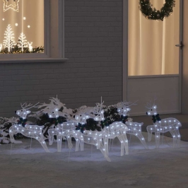 Led Ziemeļbrieži 6 Pcs Balts Audums Vidaxl