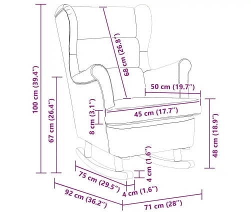 Šūpuļkrēsls 71 X 92 X 100 Cm 100% Poliestera Šūnakmens Vidaxl