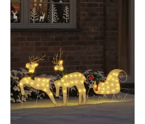 Led Ziemeļbrieži 3 Pcs Silti Balts Audums Vidaxl