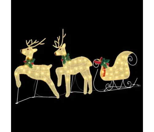 Led Ziemeļbrieži 3 Pcs Silti Balts Audums Vidaxl