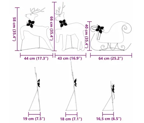 Led Ziemeļbrieži 3 Pcs Silti Balts Audums Vidaxl