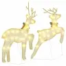 Led Ziemeļbrieži 2 Pcs Silti Balts 45 X 19 X 65 Cm Audums Vidaxl