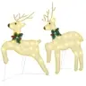 Led Ziemeļbrieži 2 Pcs Silti Balts 45 X 19 X 65 Cm Audums Vidaxl