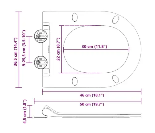 Tualetas Tinkamas Sėdyniai Juoda 50 X 36 X 5 Cm Polipropilenas