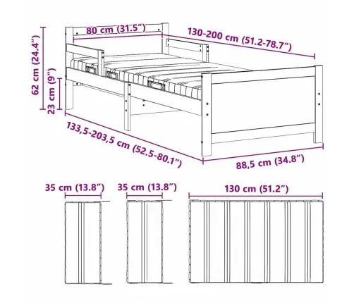 Lovos Rėmas Vaško Ruda 80 X 200 Cm Kietos Pušies Mediena