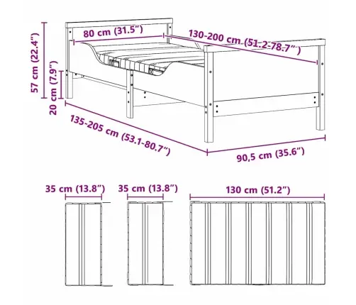 Gultas Rāmis Ar Matraci Ar Galvas Klāju Brūna 80 X 200 Cm Vidaxl