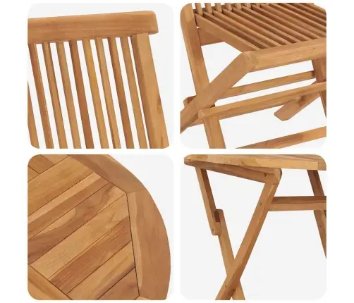 3 Daļu Salokamo Dārza Bistro Komplektu No Masīvkoka Akācijas Vidaxl