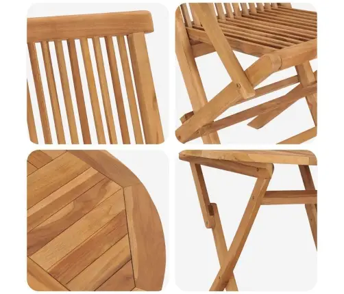 3 Daļīgs Salokāms Dārza Bistro Komplekts No Masīva Acācijas Vidaxl