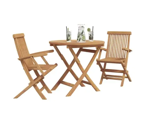 3 Daļīgs Salokāms Dārza Bistro Komplekts No Masīva Acācijas Vidaxl
