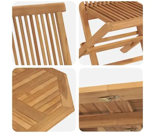 Dārza Ēdamgalds 5 Pcs Brūna Masīvs Tīkkoks Vidaxl