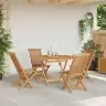 Dārza Ēdamgalds 5 Pcs Brūna Masīvs Tīkkoks Vidaxl